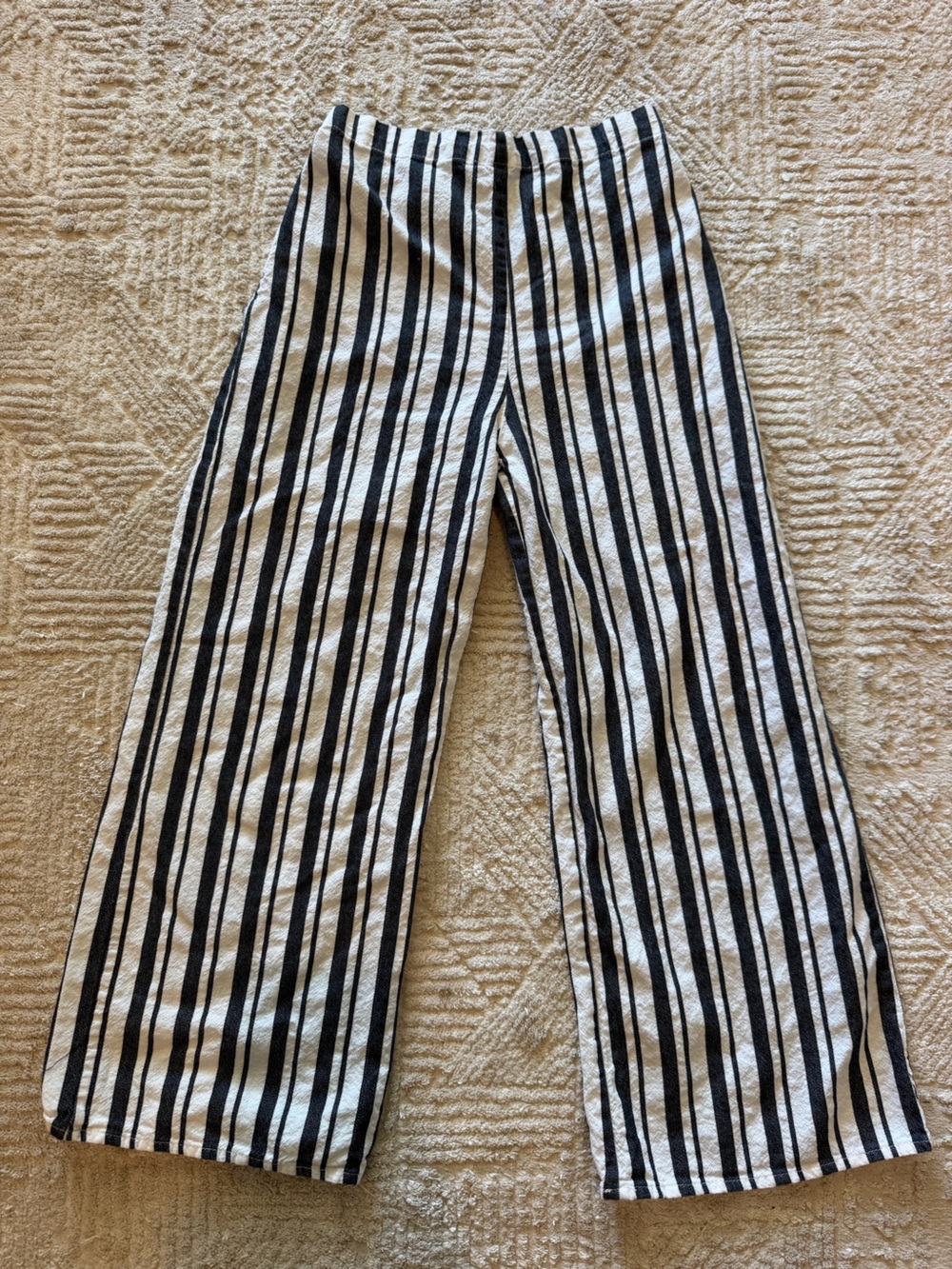Tahari Girl Black White Striped Wide Leg Pants Size 8